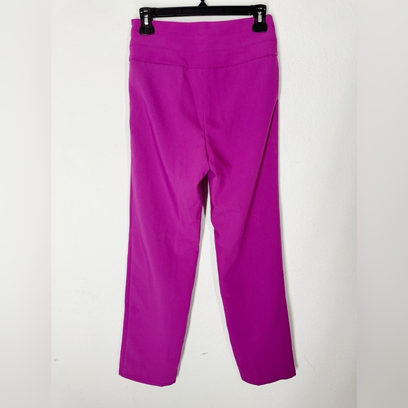 NWT Bebe Tuxedo Style Tailored Straight Pant With Satin Waistband Fuchsia $119 - Picture 3 of 7